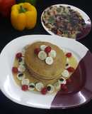 Eggless banana pancake & spinach omelette