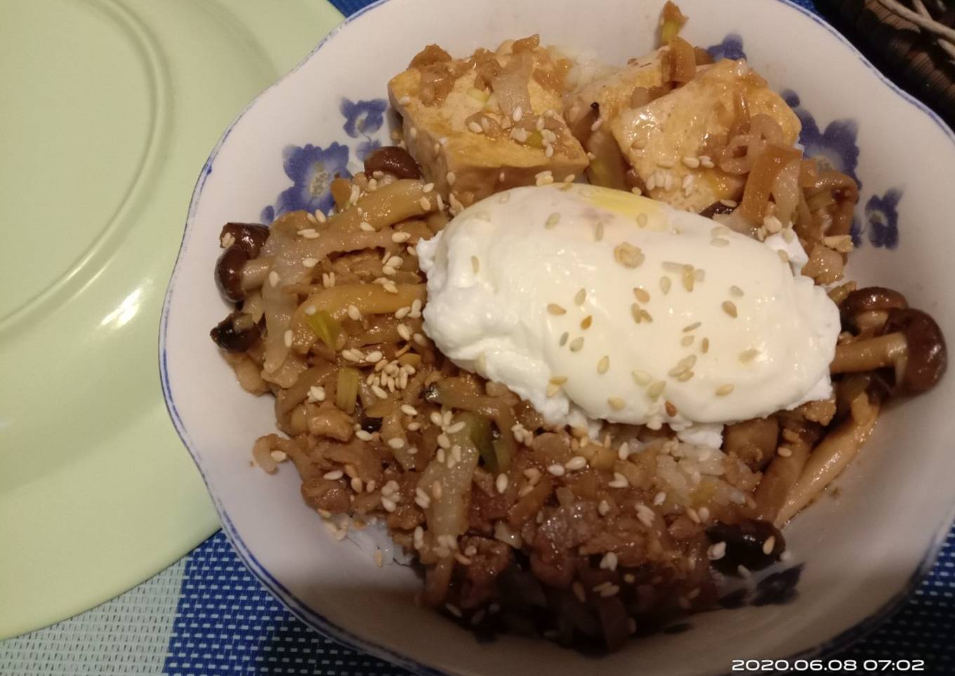 Beef and tofu rice bowl