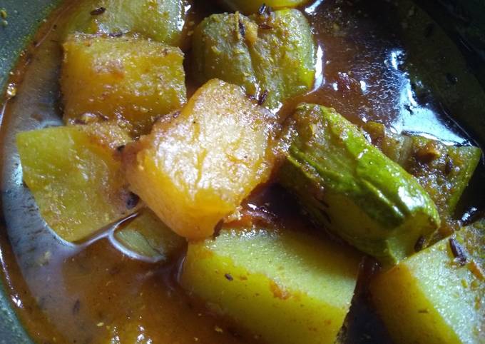 Recipe of Any-night-of-the-week Potatoes, pumpkin and pointed gourd curry