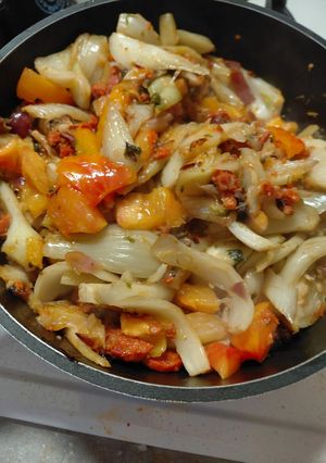 Une photo de Gratin de fenouil au chorizo et tomates