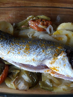 Una foto de Corvina al horno