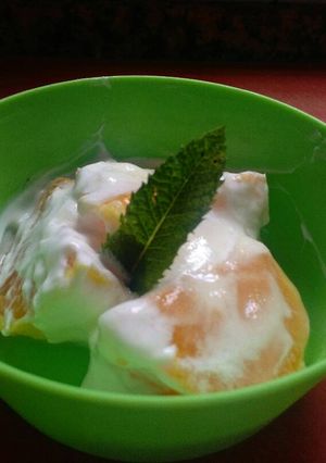 Una foto de Naranja con yogur