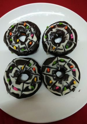 A picture of Eggles chocolate doughnut.