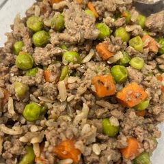 A picture of Mince Meat with Rice & Veggies.