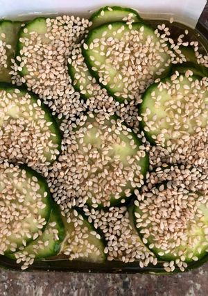 A picture of Quick pickled cucumber - vegan.