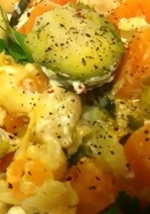 Una foto de Coles de bruselas con pasta + receta rápida y fácil 🕕💚🍀❤️🍀🍝😋