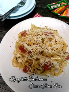 Foto resep Spaghetti Carbonara Saus Telur Asin