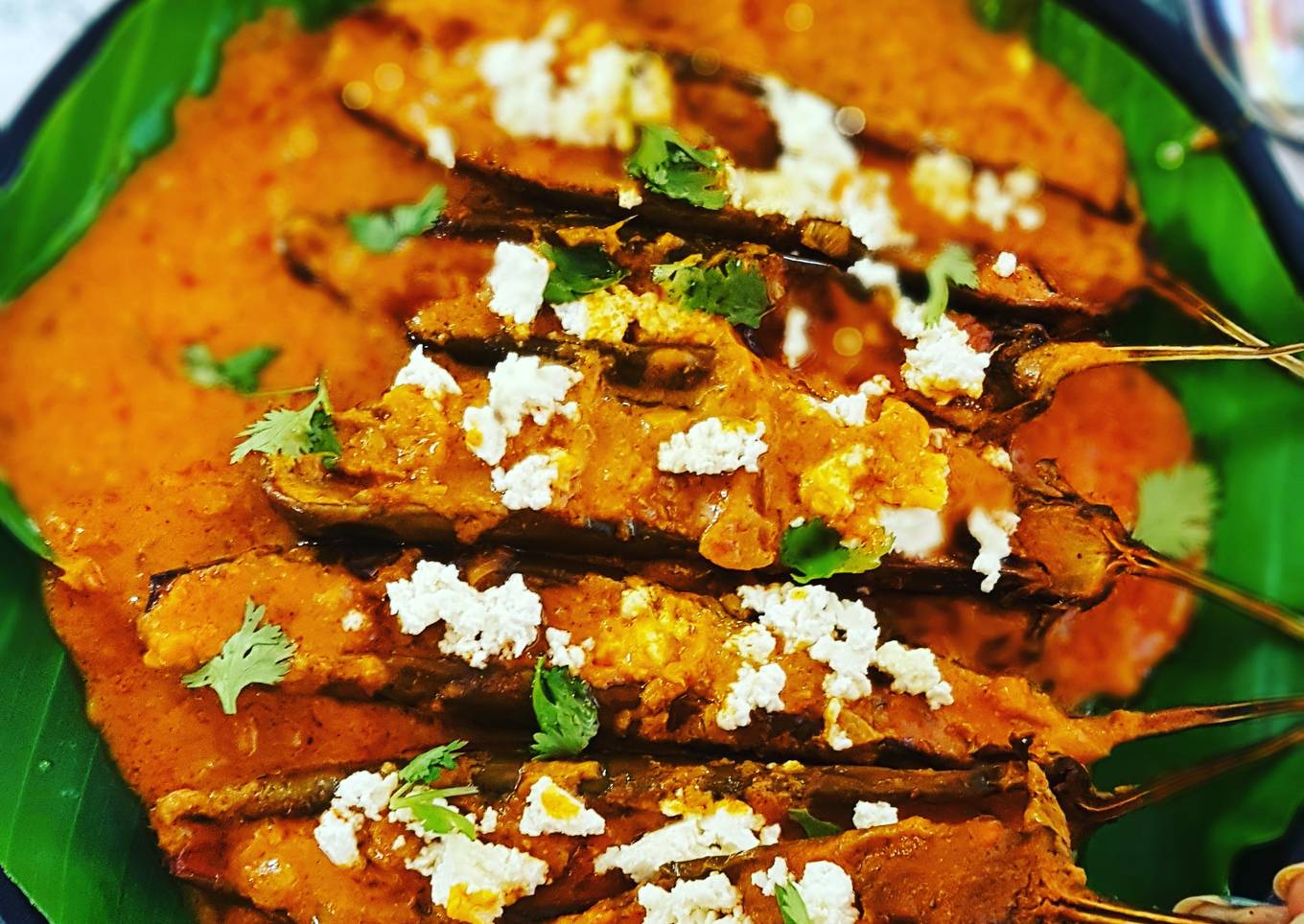 Baked eggplants cottage cheese masala