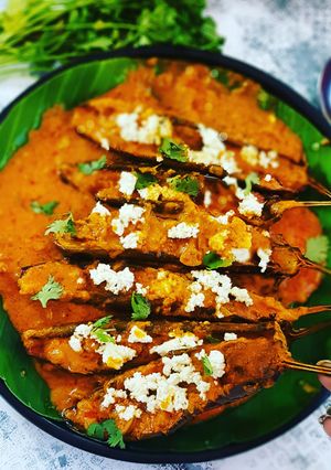 A picture of Baked eggplants cottage cheese masala.