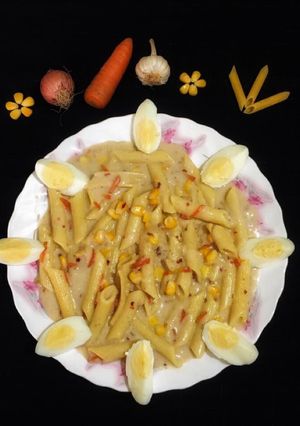 A picture of Creamy Corn Penne Pasta.