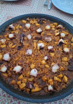 A picture of Octopus and Jumbo Shrimp Paella.