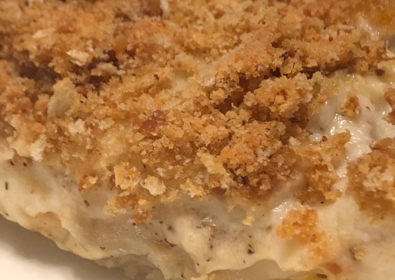 Potato gratin with cheese and garlic, I think