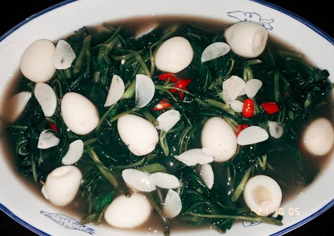 Resep Cah Kangkung Telur Puyuh, Enak Banget