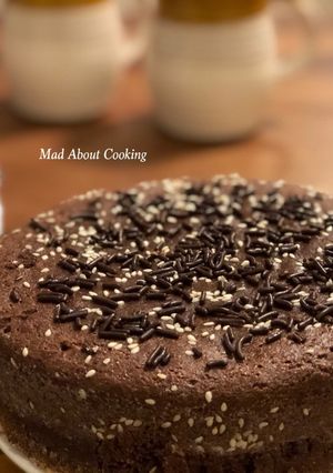 A picture of Chocolate Milk Powder Cake – No Egg, No Butter, No All Purpose Flour – Pressure Cooker Method.