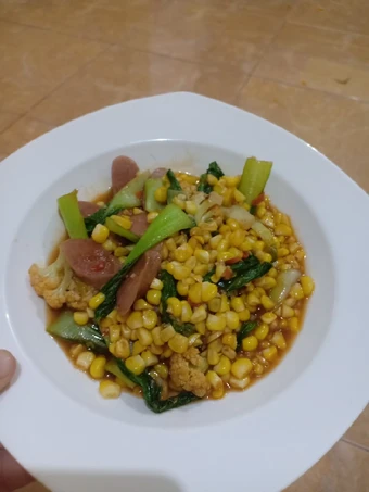 Easy Way Make Tumis Jagung Pokcoy Bunga Kol (TANPA MINYAK SETETESPUN) the Delicious Appealing