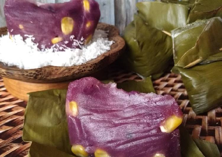 Resep Leupeut Ungu *singkong- ubi ungu-jagung manis, Bikin Ngiler