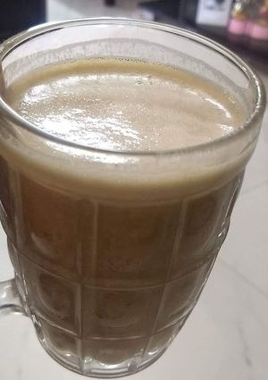 A picture of Banana Peanut butter and Almond milk smoothie.