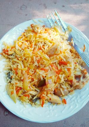 A picture of Chakalaka and Chicken Rice.