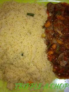 A picture of Couscous With liver sauce.