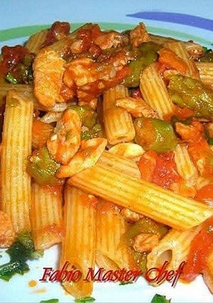Foto di Penne con Asparagi, Pesce Spada e Pomodorini