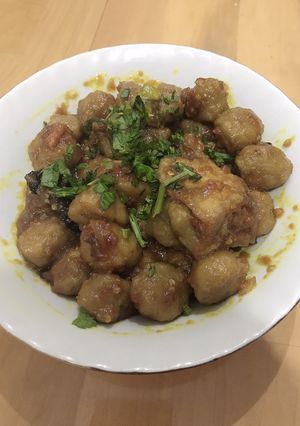 Foto resep Tahu bakso pentol ayam bumbu kuning 🤤