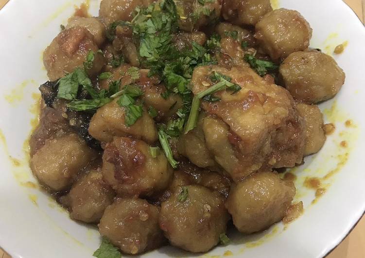 Tahu bakso pentol ayam bumbu kuning 🤤