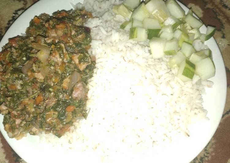 Simple Way to Prepare Speedy Rice with leaf stew