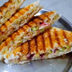 A picture of Mixed veg, cheese grilled sandwich.