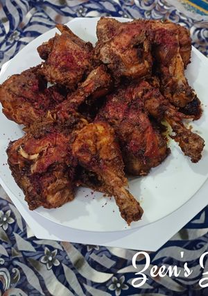 A picture of Musakhan or Palestinian Sumac Chicken with Caramelized Onions.
