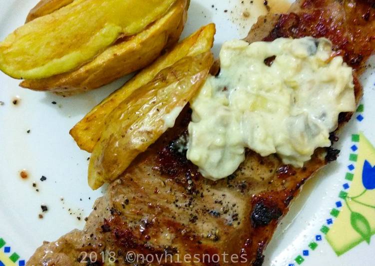 Beef (Sirloin) Steak wt Mushroom Sauce #BikinRamadanBerkesan