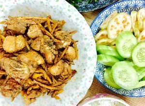 Hình của món Vịt xào gừng.