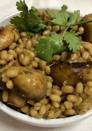 A picture of Barley mushroom Risotto.