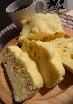 A picture of Easy and Fluffy Steamed Breakfast Cake Made with Pancake Mix.