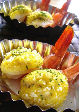 A picture of Shrimp and Tofu Gratinée for New Year's.