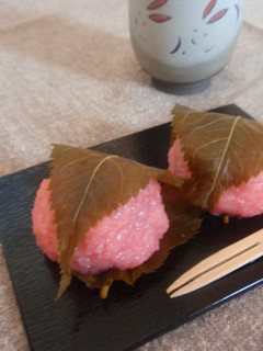 A picture of Sakura Mochi (Cherry Blossom Rice Cakes) Made Easily in the Microwave.