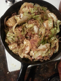 A picture of Cast iron friend cabbage.