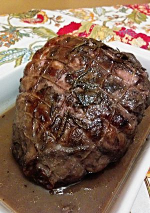 A picture of Lamb leg in red wine (30 hour sous vide).