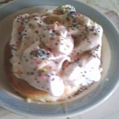 Pancake top with meringue and sprinkles A picture of Pancake top with meringue and sprinkles.