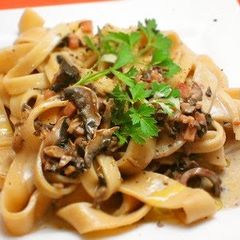 A picture of Homemade Pasta with Creamy Mushroom Sauce.