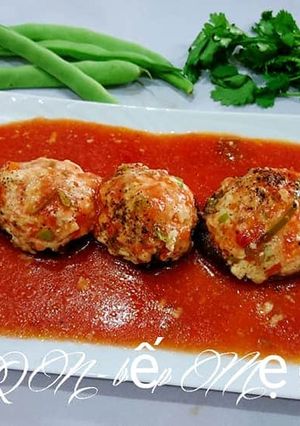 Hình của món Nấm đông cô nhồi đậu hũ sốt cà chua (món chay).