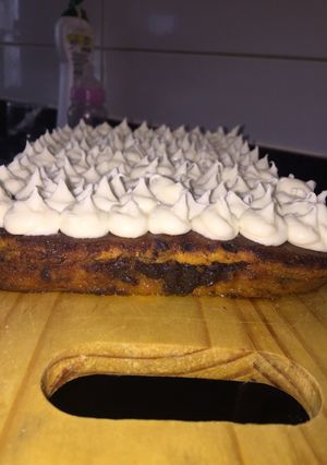 Una foto de Queque de zanahoria con frosting