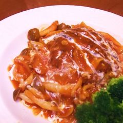 A picture of Extremely Easy! Hamburger Steaks Simmered in Ketchup Sauce.