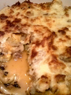 A picture of Sausage zucchini casserole.