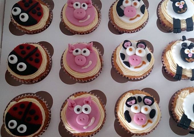 children's farm animal cupcakes
