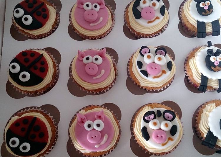 children's farm animal cupcakes
