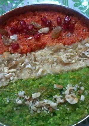 A picture of Tiranga fruit kala kand.