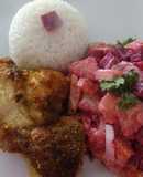 Ensalada Rusa Peruana con Pollo Frito a lo Carmelita