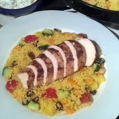 A picture of Vickys Moroccan-Style Chicken & Tzatziki, GF DF EF SF NF.