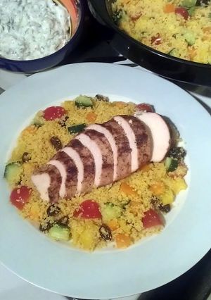 A picture of Vickys Moroccan-Style Chicken & Tzatziki, GF DF EF SF NF.