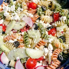 A picture of Greek Pasta Salad.